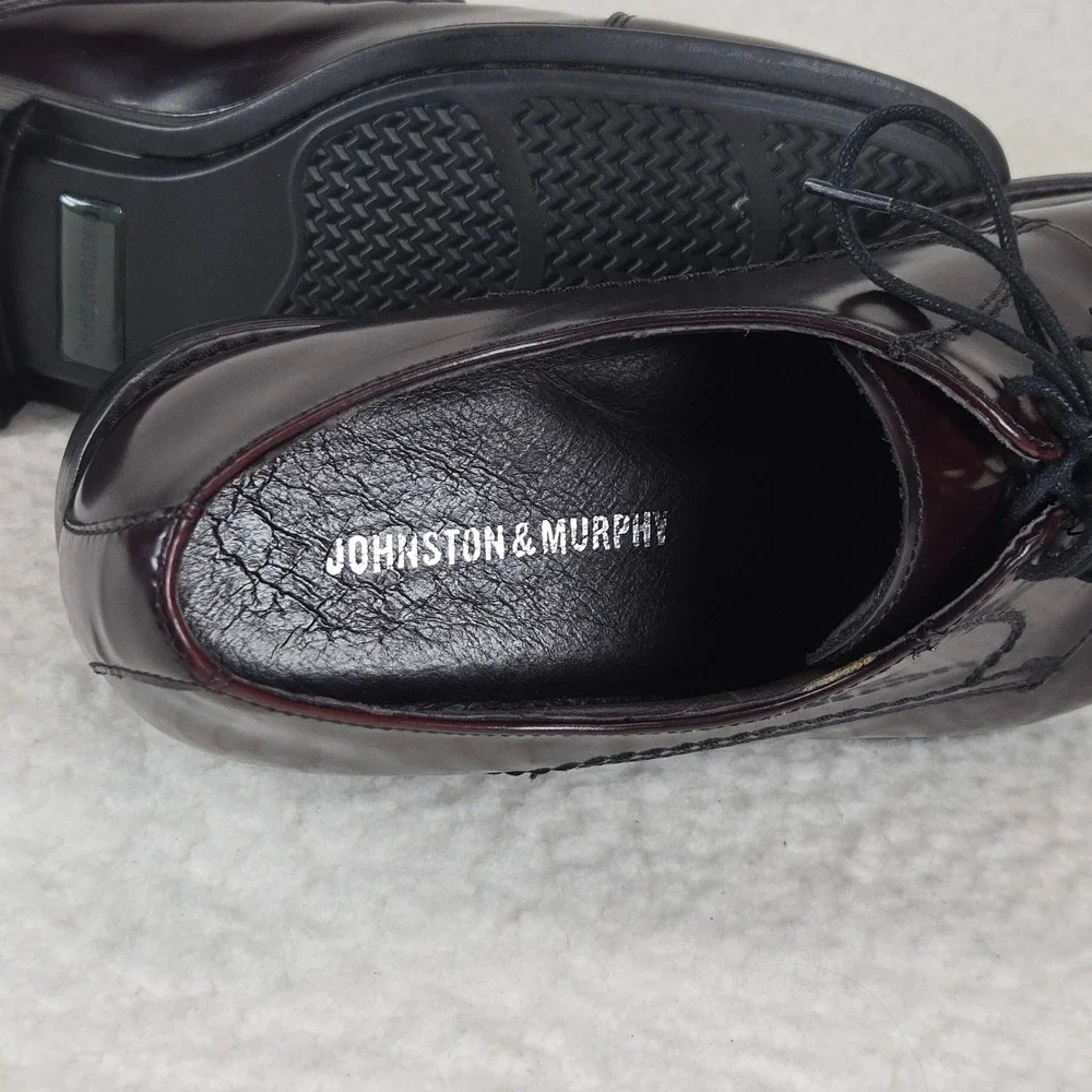 Johnston & Murphy Atchison Cap Toe Oxford Men's 10M Burgundy Leather Dress Shoes